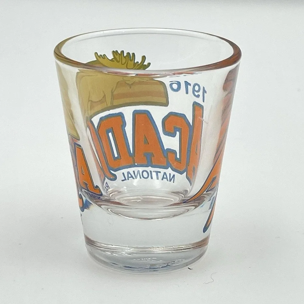 Vintage Acadia National Park 1916 Shot Glass Moose USA‎ Souvenir